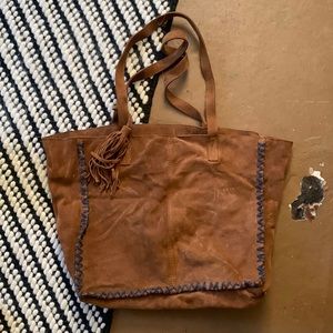 Western style suede tote